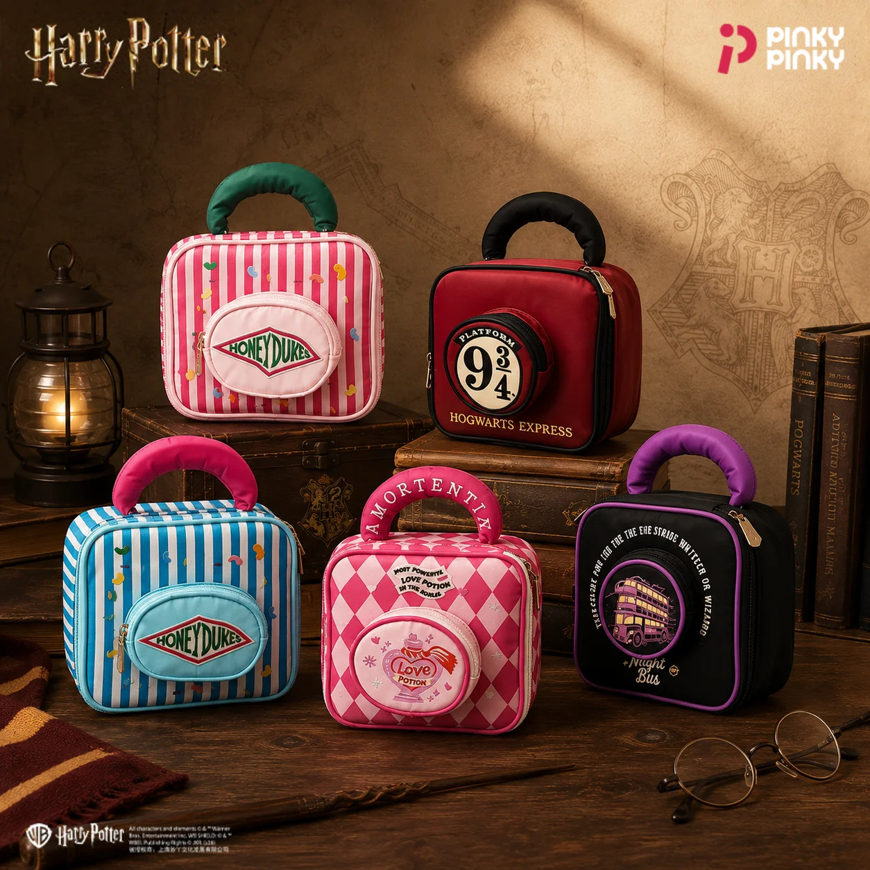 Pinky Harry Potter Cosmetic Bag Toiletry Bag Lunch Bag Multifunctional Handbag for Commuting Outing Gifting for Students Women