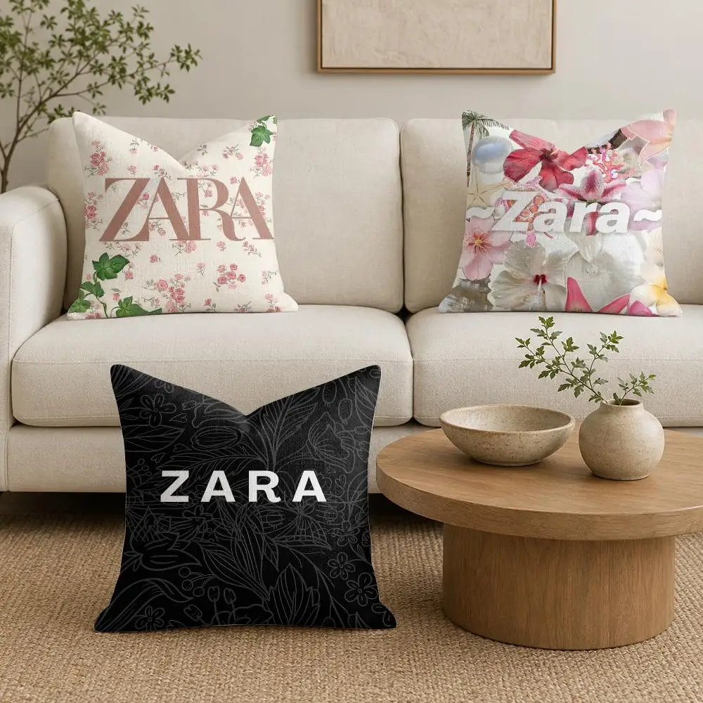 Fashion Logo Z-ZaraS Cushion Cover Organic Linen Square Pillow Case Durable Non-Allergenic And Kind To Skin