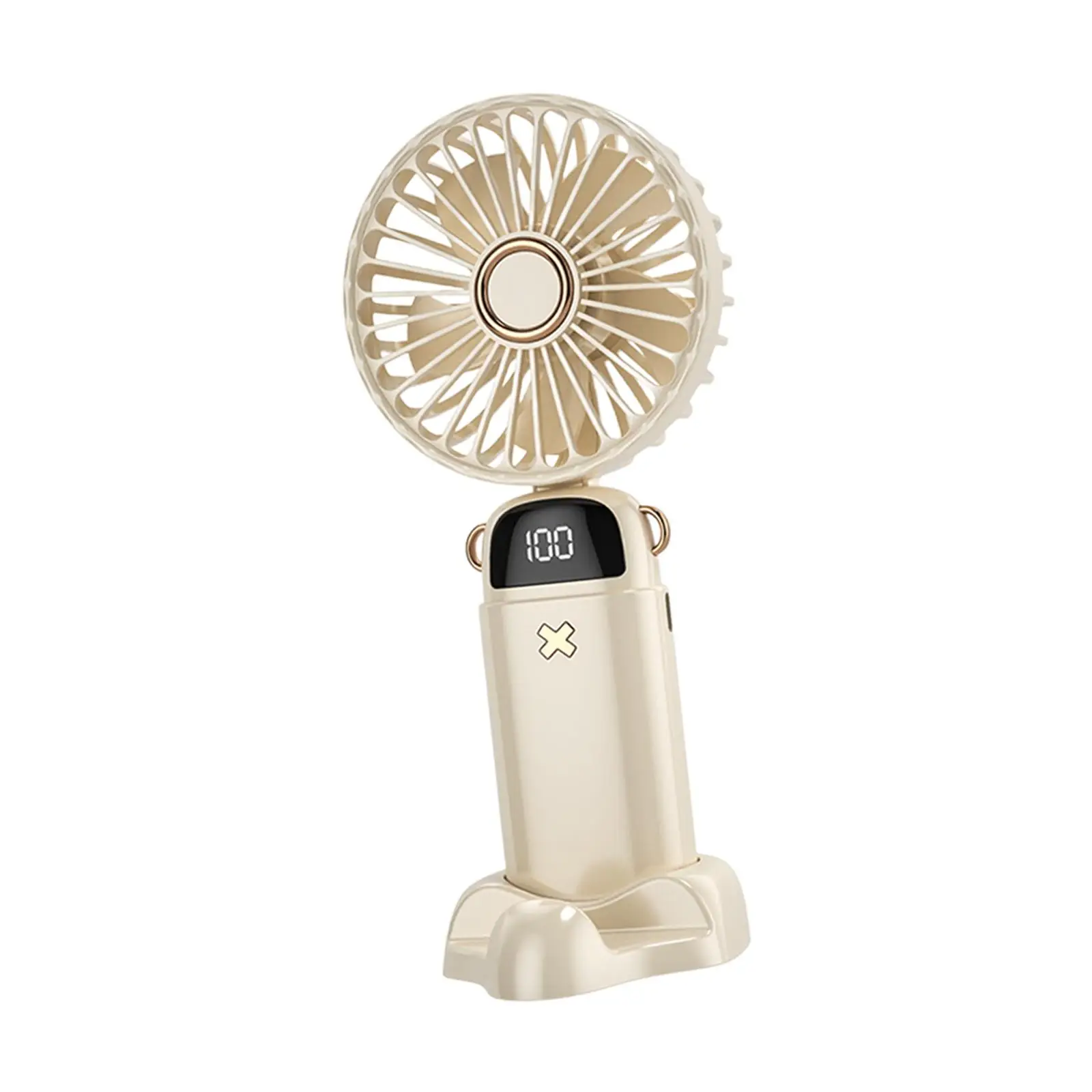 Mini Portable Fan Personal Small Desk Fan 5 Speeds with Base USB Rechargeable Handheld Fan for Outdoor Girl Travel Beach