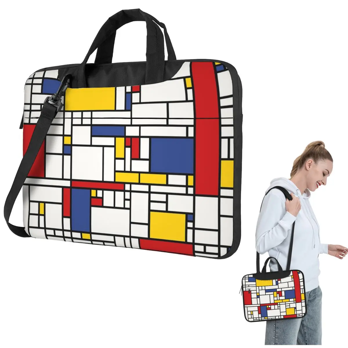 Piet Mondrian Crossbody Laptop Bag Case Computer Bag Resistant Protective Notebook Pouch for Lenovo