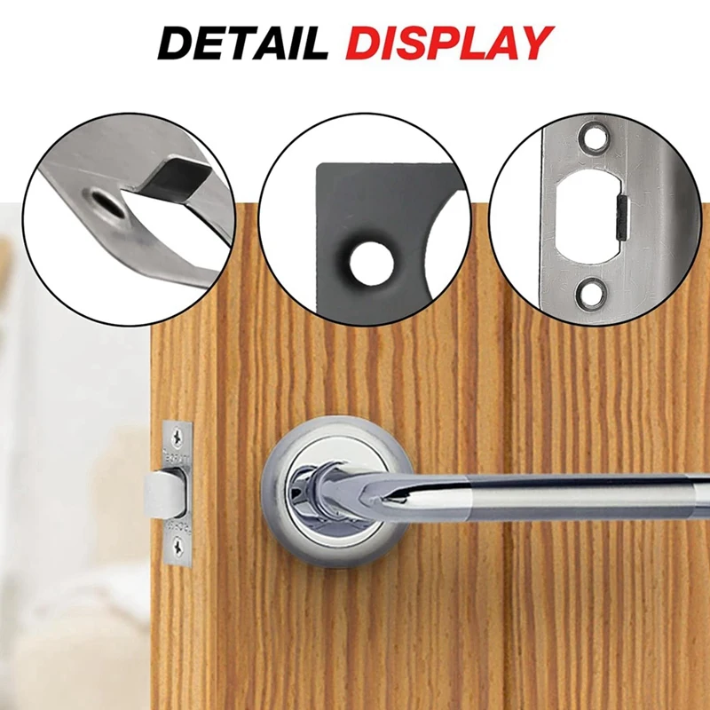 12 PCS Door Strike Plate, Black Deadbolt Strike Plate, Stainless Steel Deadbolt Covers Door Reinforcement Kit