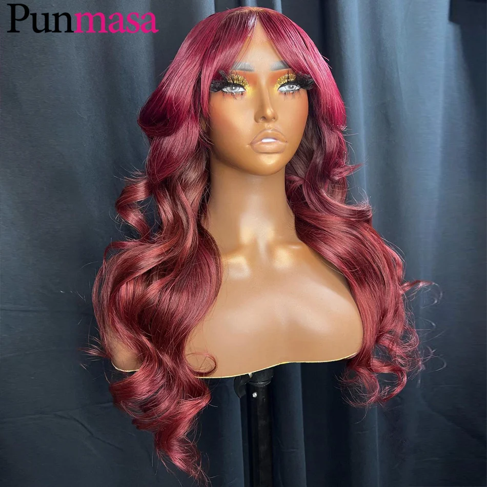 Wear Go 13X4 13X6 Highlight 99J Red Body Wave Lace Front Human Hair Wigs PrePlucked 5X5 Closure Wig Transparent Lace Frontal Wig