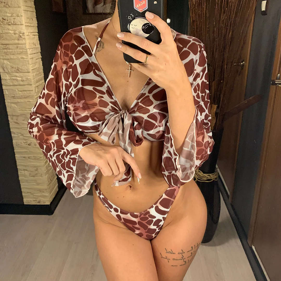 Neuer sexy Batik-Bikini, Damen-Badeanzug, dreiteiliges Bikini-Set, Neckholder-Badeanzug, Badebekleidung, Strandmode für Damen V1878P – Detail 25