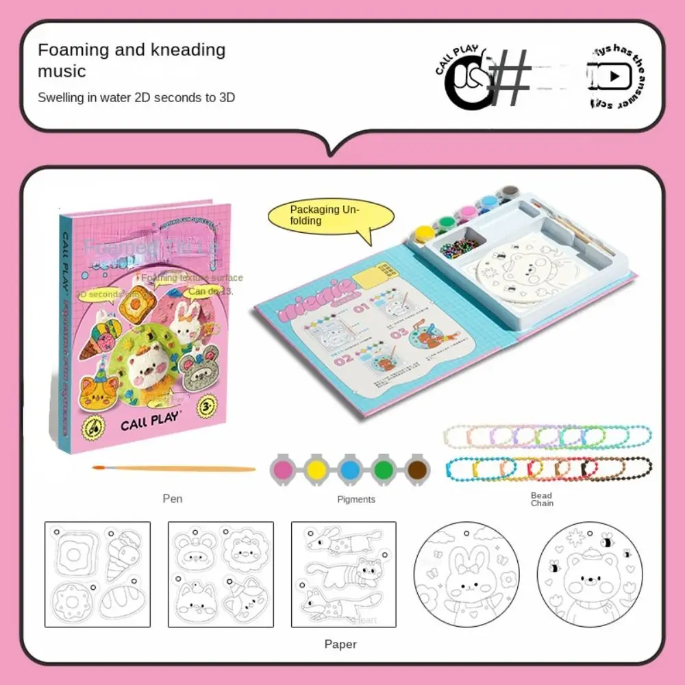 イーゼル付き DIY パフィーペイントキット パフィーエフェクト スポンジテクスチャ テクスチャペイント クリエイティブデザイン カラフルペン ドローイングペンキット