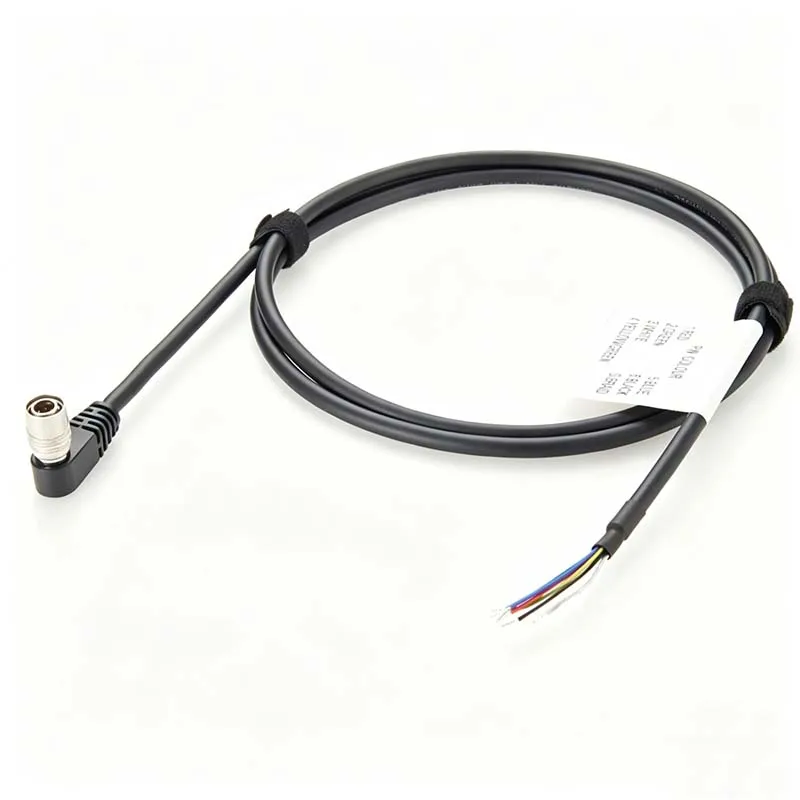 6-pin power and trigger signal right-angle connector for industrial camera control lines in automated inspection systems