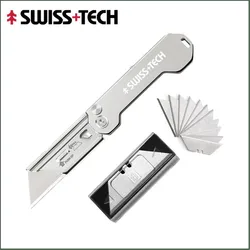 SWISS TECH Mini Folding Knife Stationery keychain Multitool Pocket knives EDC Box Cutter Utility Knife With Replaceable blades