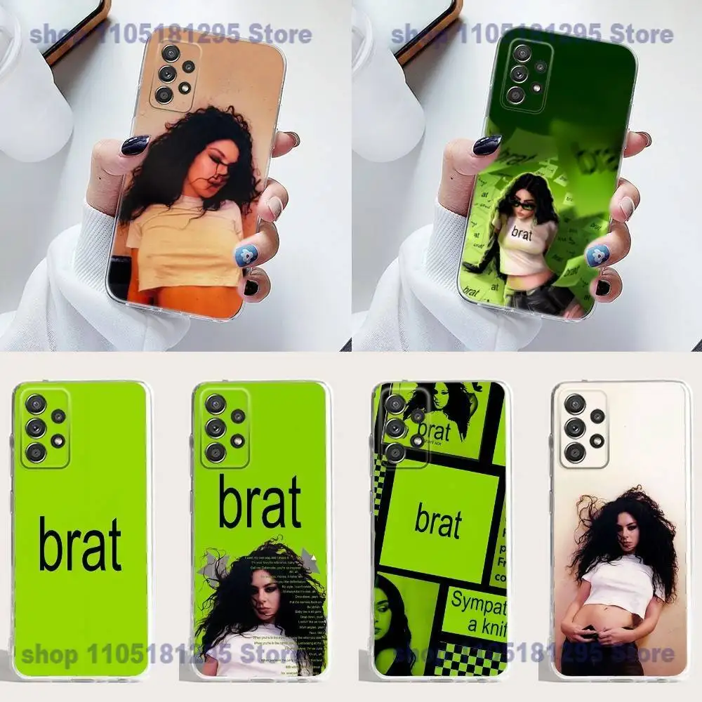 

Charli XCX Brat Phone Case Silicone For Samsung S23,21,22,20 FE lite,S10,9,PIus,A70,Soft Transparent