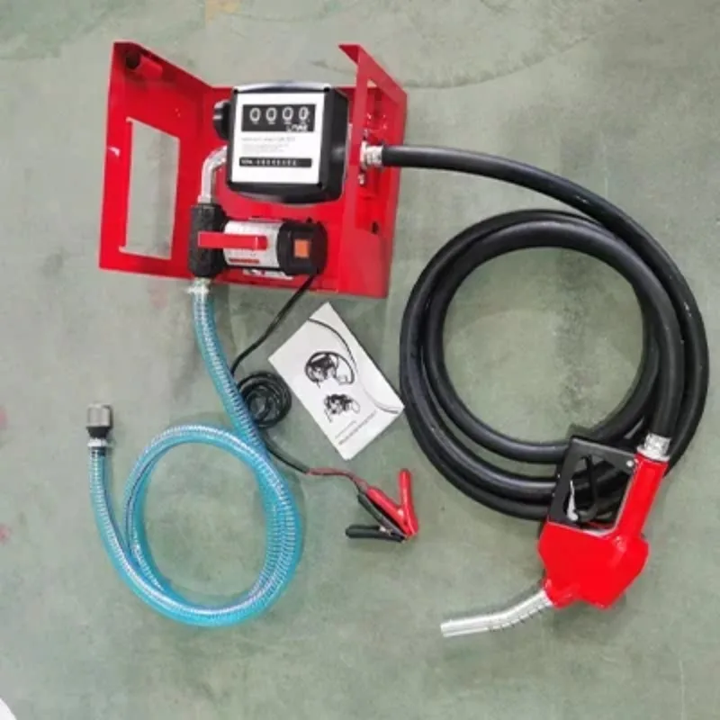 DC 12/24V electric mobile portable mini fuel d-iesel transfer pump kit with automatic nozzle and hose