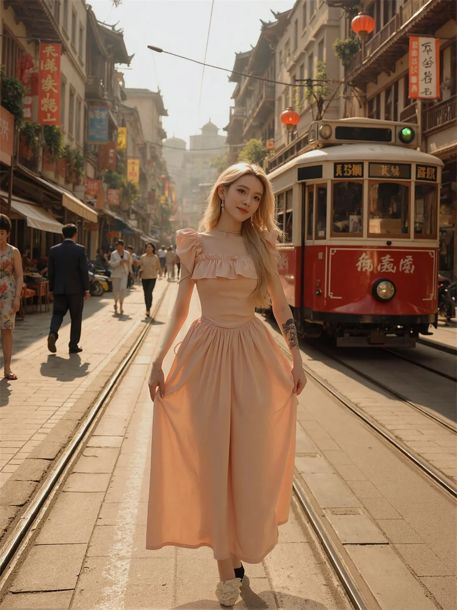 Vestido rosa feminino gola quadrada em camadas franzido mini ultra-curto micro curto coxa-alta sexy quente ousado picante feminino