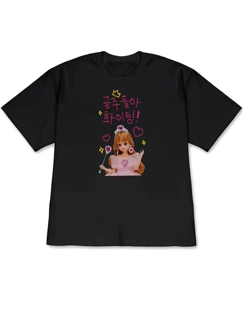 2026 Summer Korean Alphabet & Hangul T-Shirt Casual Oversize Top Daily Wear Blouse Spring Korean Suitable for Both Men and Women