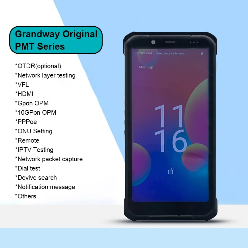 

Портативный терминал Grandway Original серии PMT с сенсорным экраном КПК с OPM, VFL, symulacją телевидения otdr, тестированием скорости, сетью Android 13OS