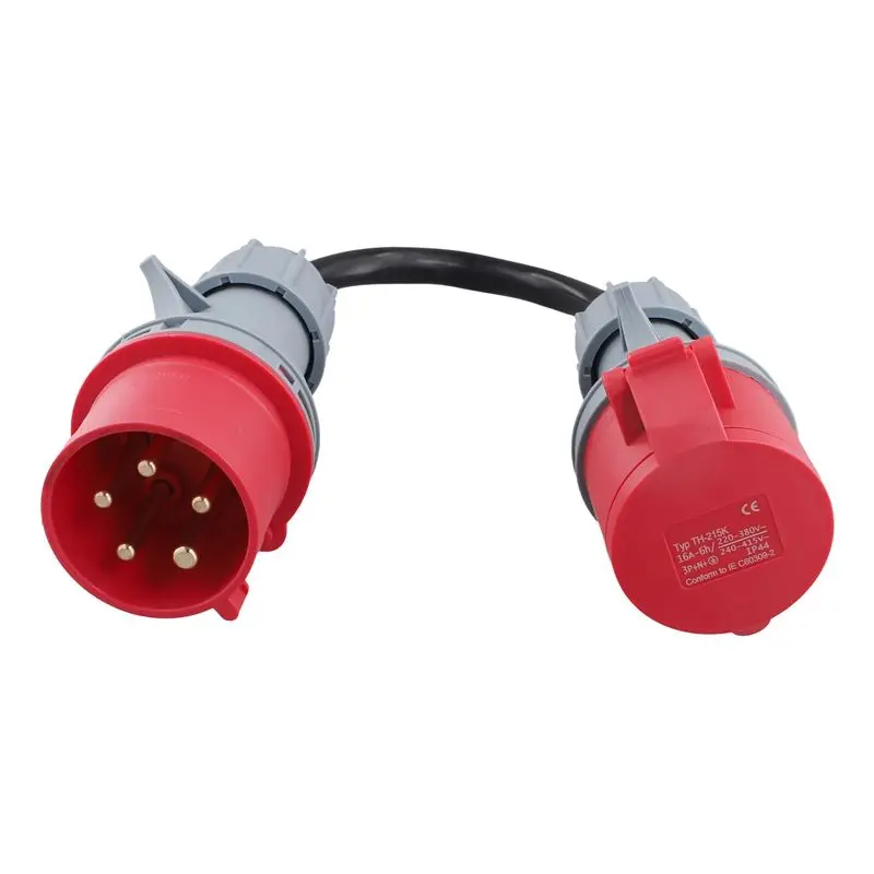 3X 5 Pin Red 32A Male To 16A Female CEE-Adapter Gen Ev Extension Cord Connector 400V Outlet-A68E