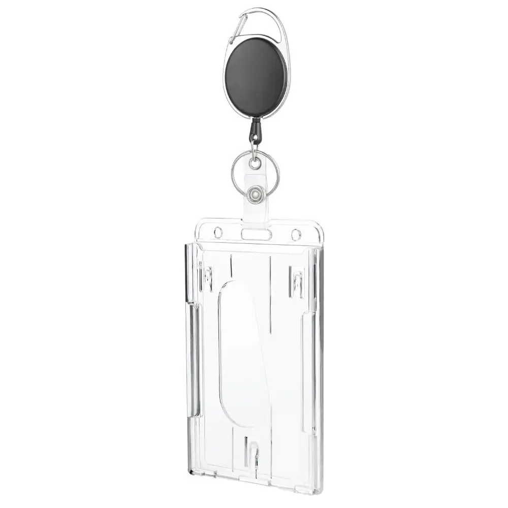 

Transparent ID Tag Badge Holder with Badge Reel ID Card Cover Card Sleeve Stretch Double Cards Slots Bus Card Holder