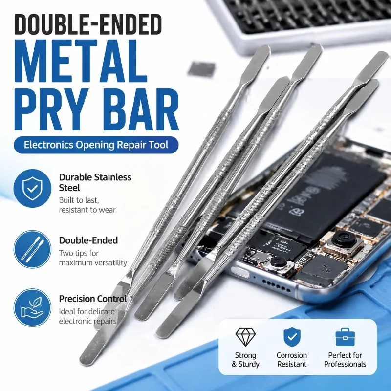 Stainless Steel Double End Pry Bar Metal Spudger Tool Flat Pointed Tip Opening Stick for Mobile Phone Tablet Disassembly