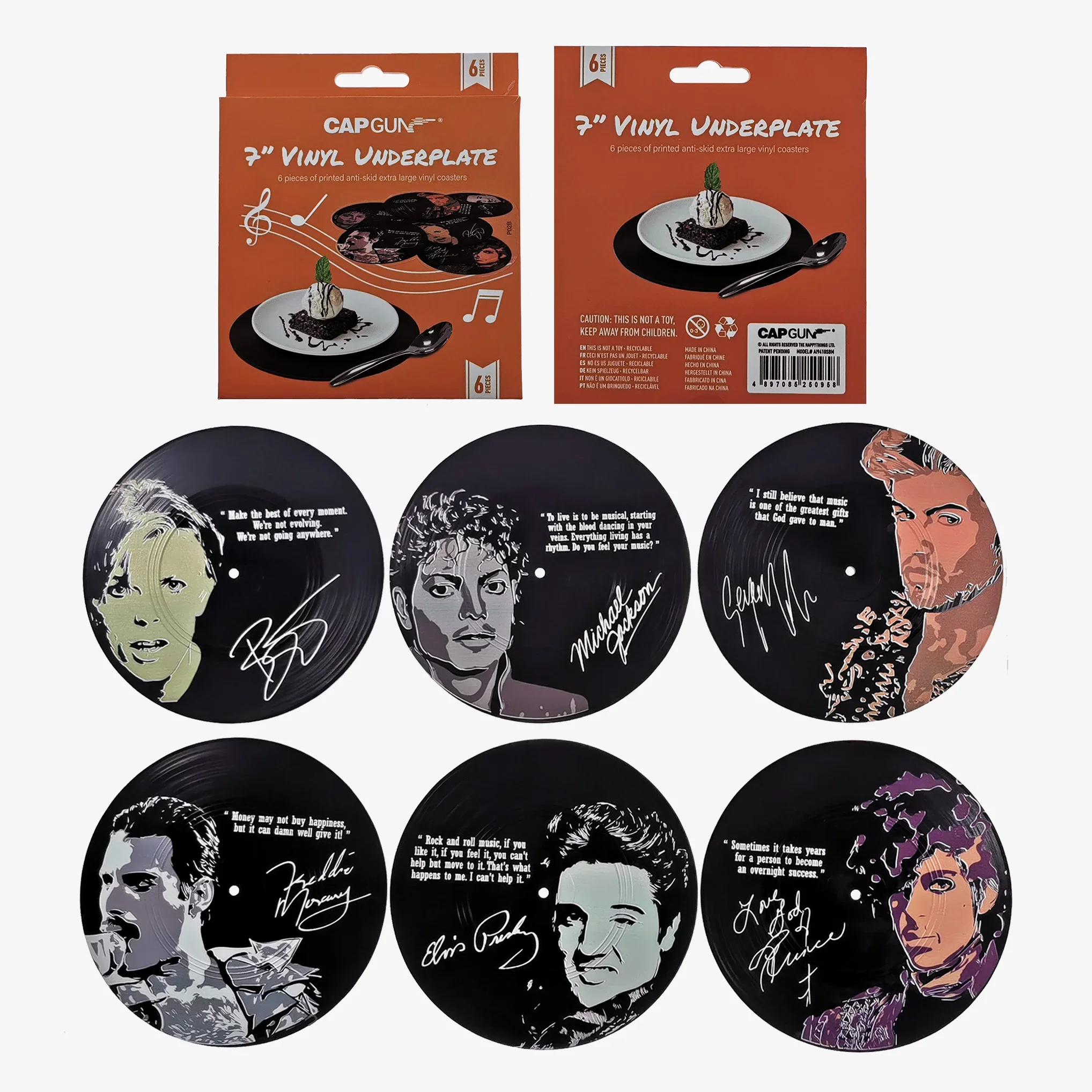 Retro Cup Mat 6pcs Anti-slip Vinyl Record Coasters Music Drink Holder Mug Table Placemat Heat-resistant Non Slip ROCKABILLY Rock