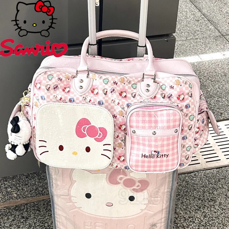 Hello Kitty New Portable Travel Handbag Large Capacity Fashion Women's Portable Travel Handbag Cartoon Storage Travel Bag