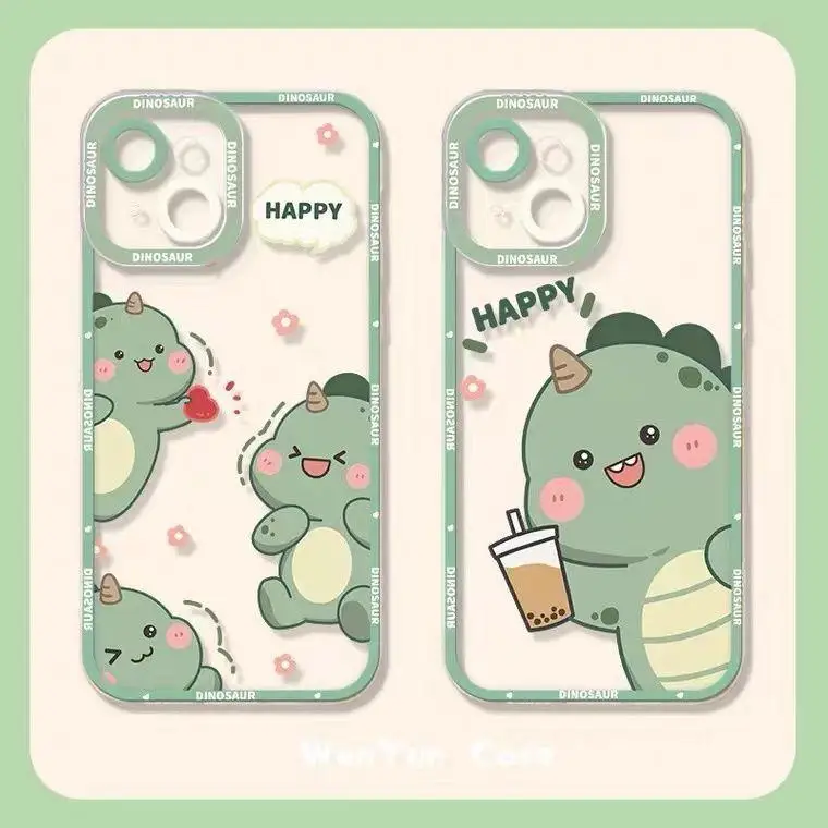 Cute Dinosaur Phone Case for Samsung Galaxy S24 Ultra S23 FE S20 S21 S22 Plus A54 5G A55 A35 A25 A14 A15 A24 A34 Soft TPU Cover