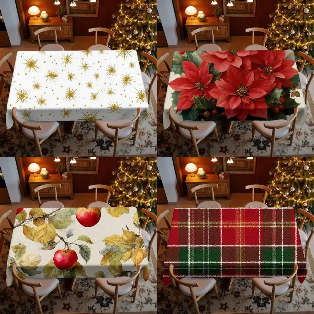 Christmas Floral Tablecloth Restaurant Kitchen Tablecloth Living Room Home Decoration Rectangular Party Decoration