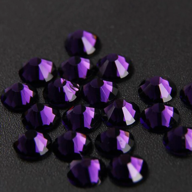 Best Quality hotfix rhinestones,Purple velvet color Flat Back Hot-Fix rhinestones iron crystal for fabric