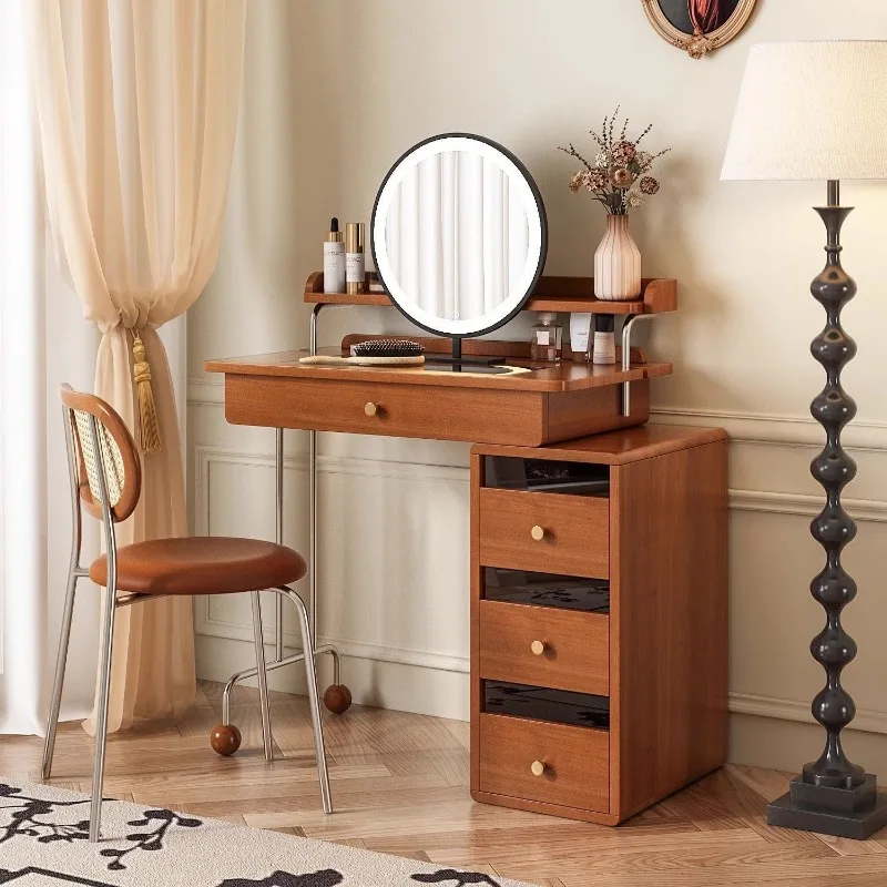 Boxwood Solid Wood Dresser Storage Cabinet Integrated Retractable Dressing Table Bedroom Small Apartment Dressing