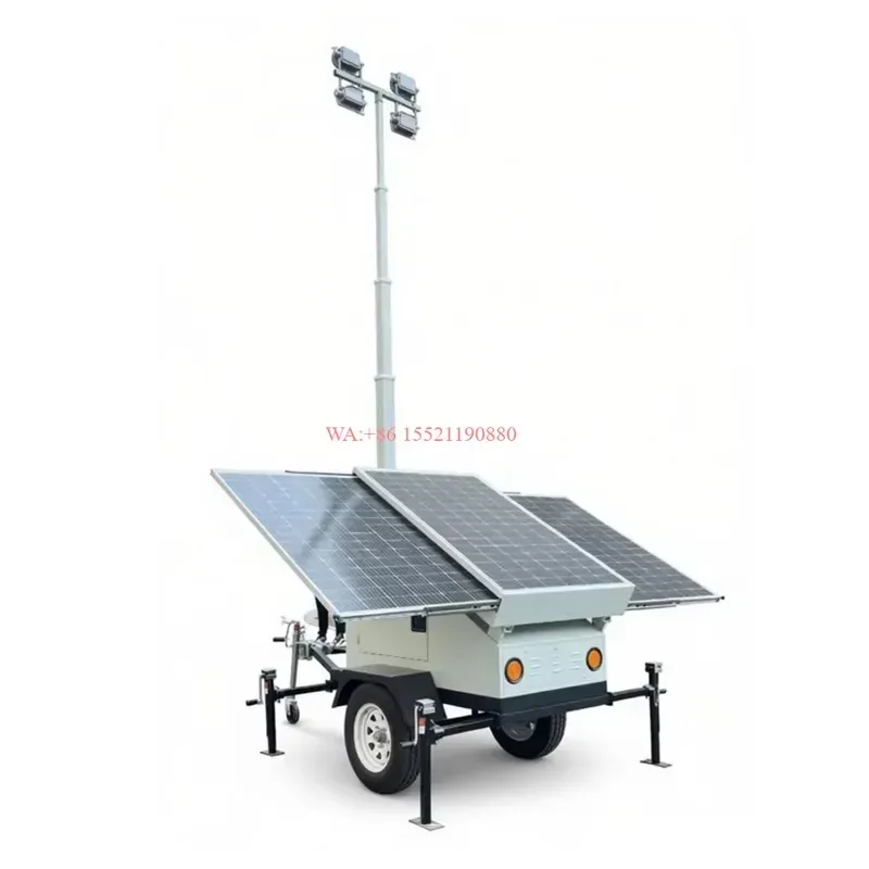 wmwmnu for 9m Mobile Solar Powered Light Tower with 1200AH Battery 4x150W LED Telescopic Mast for Industrial Mining and