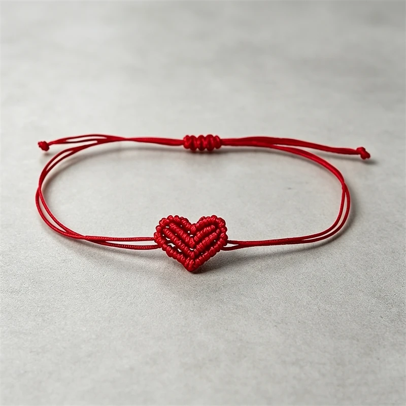 Couple's Heart Braided Bracelet 2026, Handmade Lucky Rope Bangle, Various Colors, Perfect Valentine's Day Present for Lovers