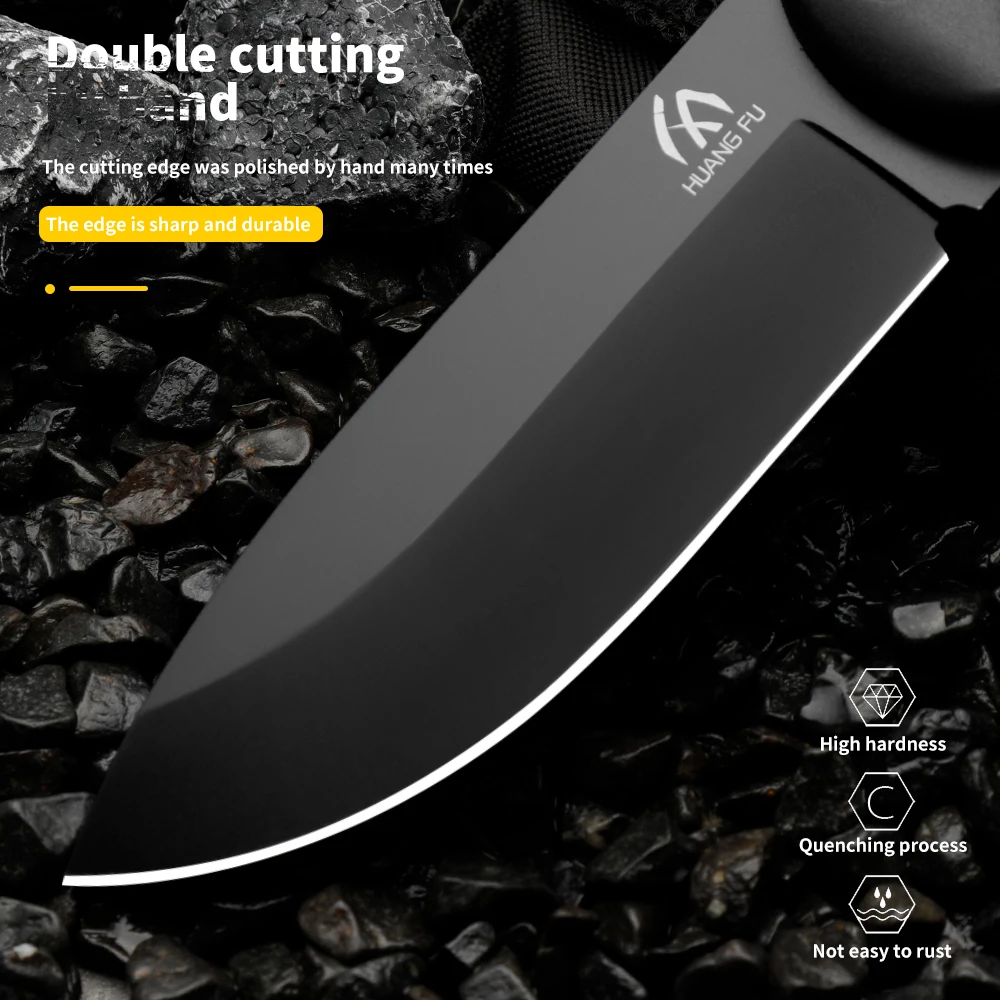 HUANGFU High quality 1095 carbon steel fixed blade wilderness survival hunting knife outdoor knife rescue knife straight knife