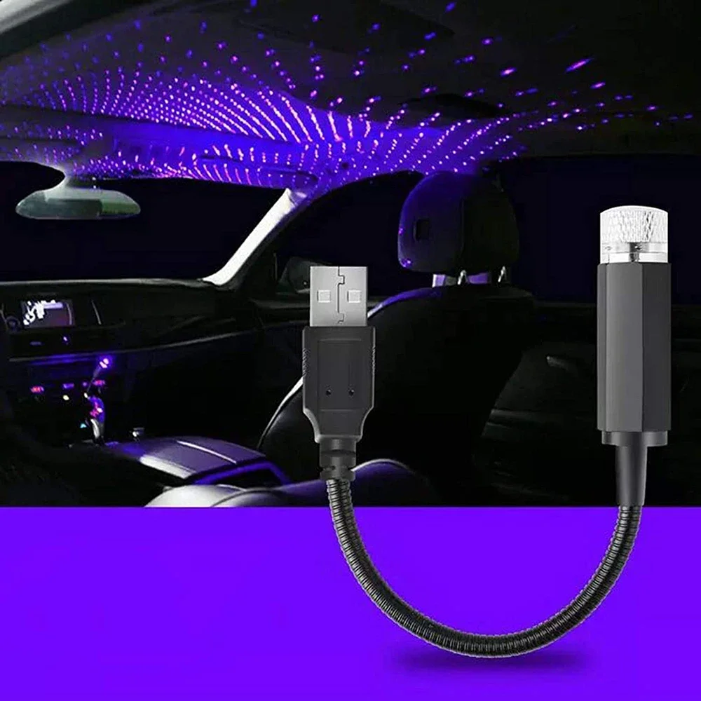 Romantic LED Car Roof Star Night Light Projector Galaxy Lamp USB Room Decoration Adjustable Auto Interior Decor Light