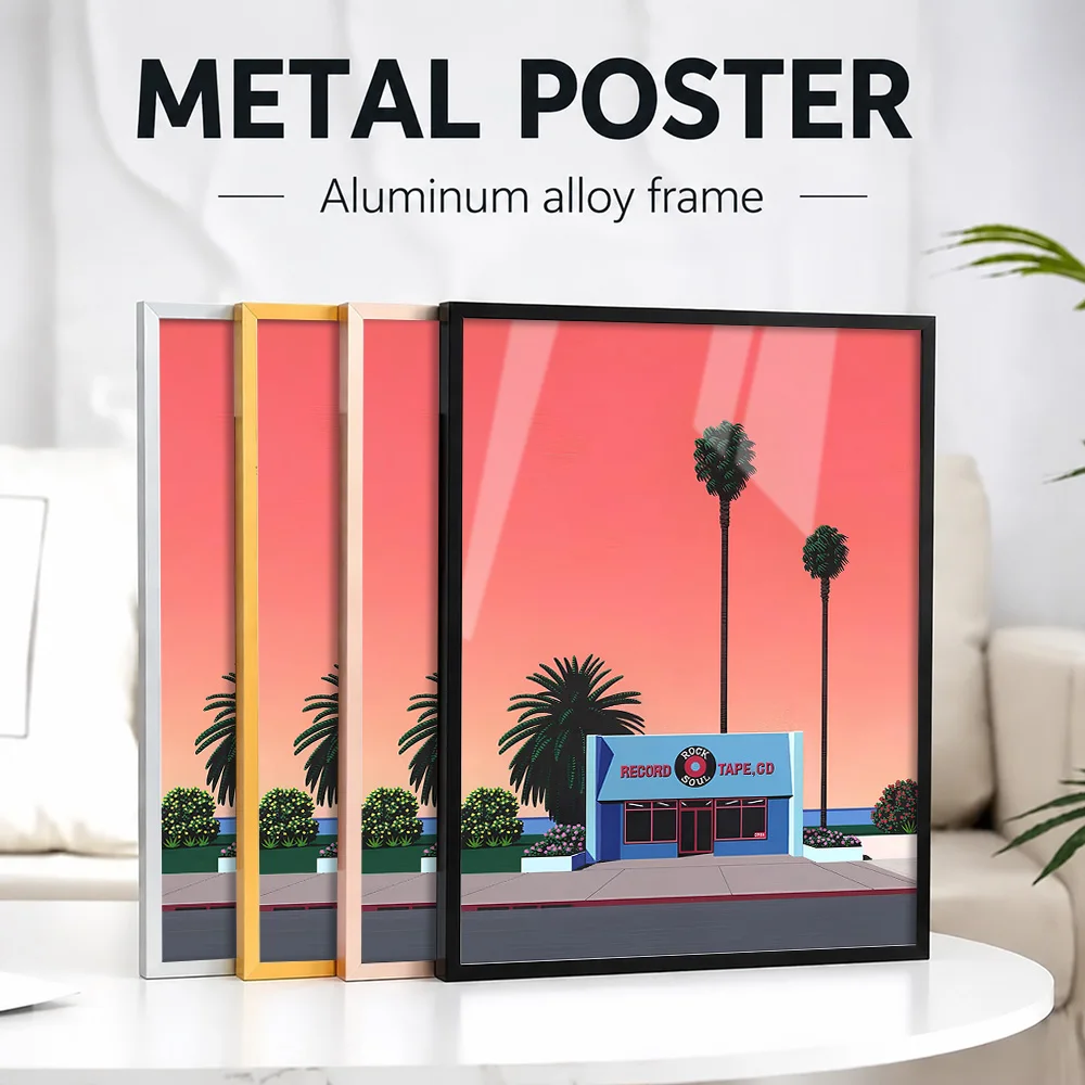 Hiroshi Nagai Rock Soul Record Store Framed Metal Print Customized Photo Contemporary Stage Style Wall Art For Lounge Fan Gift