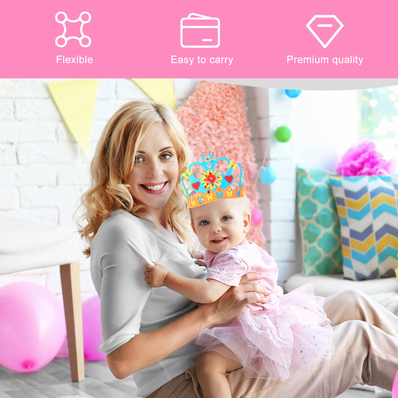 

4 set 4 Set Birthday Hat DIY Material Bag Kids Cartoon Crown Party Hats Headwear Creative Supplies Children Accessories