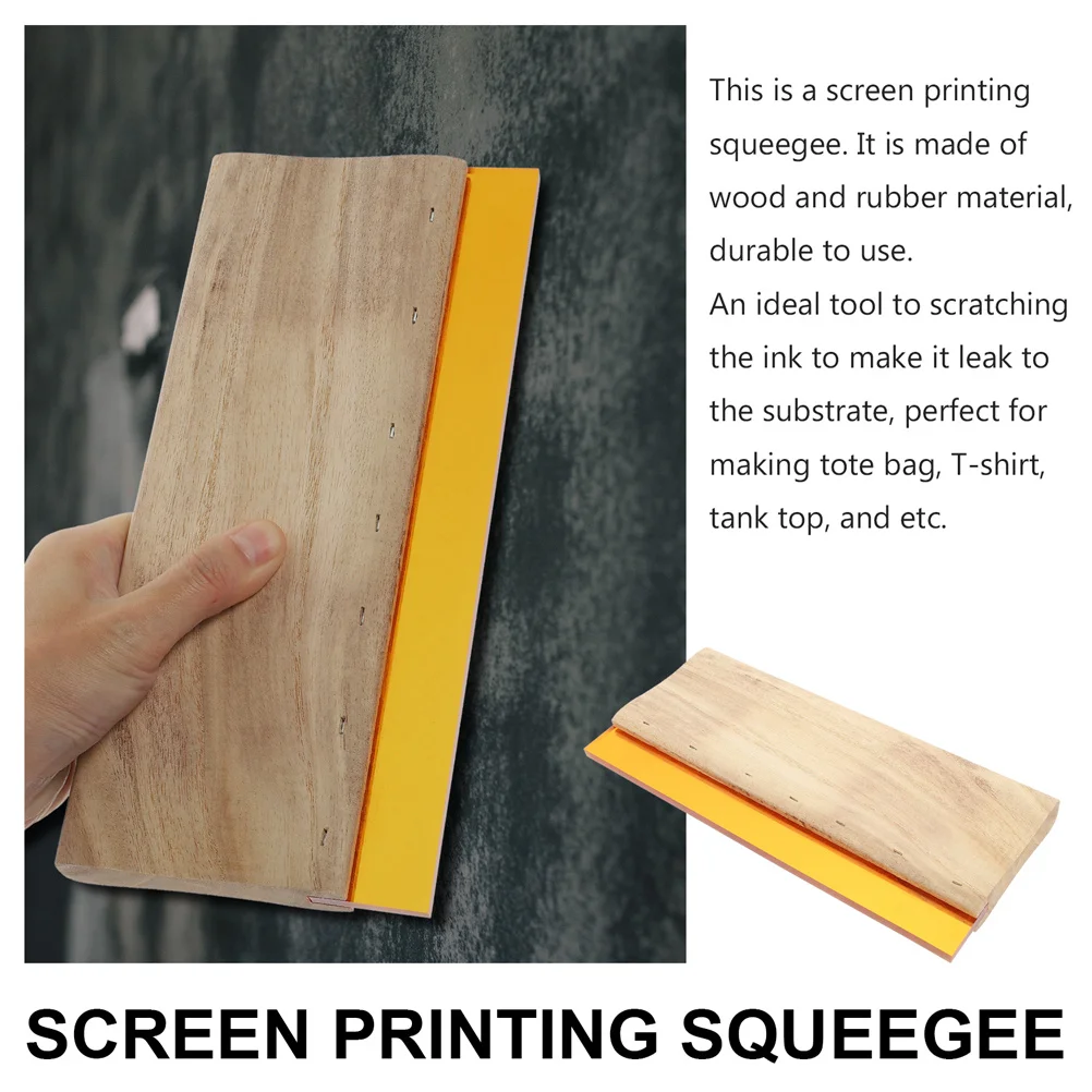 

1 Set Wooden Handle Scraper For Silk Board Durable Rubber Blade Textile Applications Home Screen Tool Fabric Ink Squeegee Screen