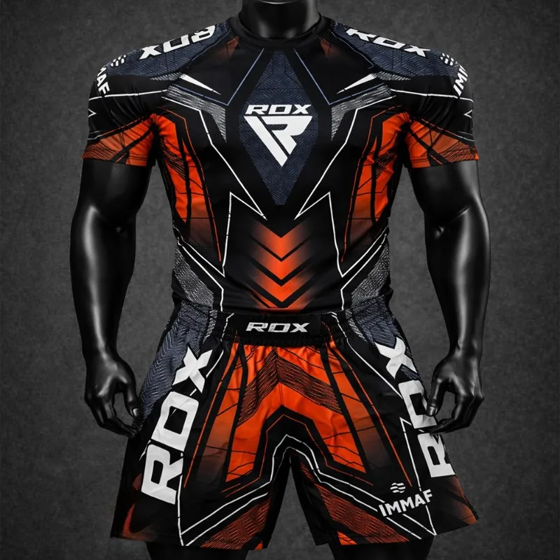 Summer New MMA RDX Fighting Night Tee Shorts Men Kid Boxing Training Sports Set Oversized Breathable Speed Drying Jersey view 2
