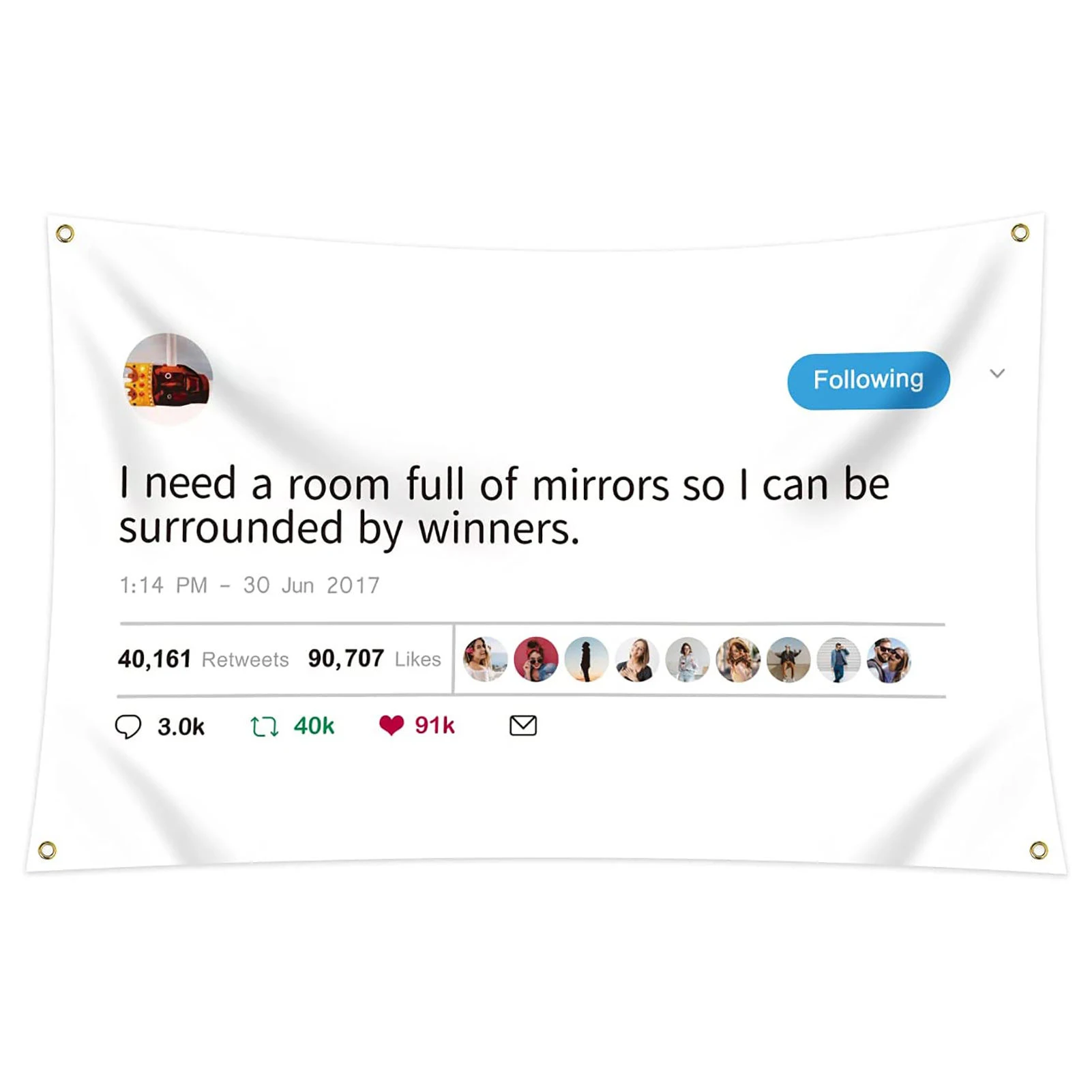 KanyeWest Rapper Funny Mirrors Tweet Flag - I Need A Room Full Of Mirrors So I Can Be Surrounded By Winners  3x5 Feet /90x150cm