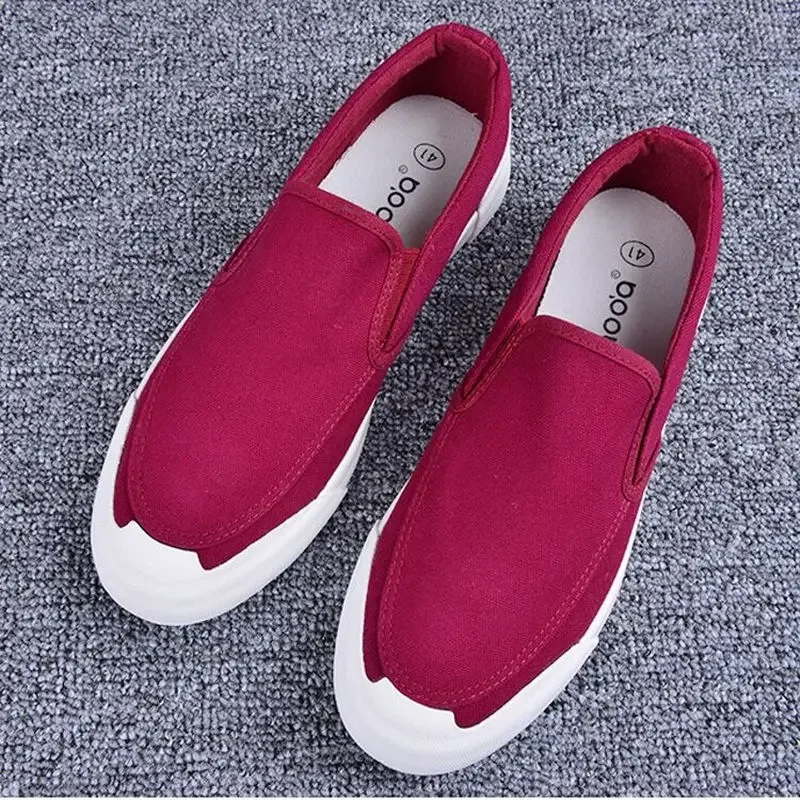 Mùa Thu Nam Vulcanize Giày Sneaker Thoáng Khí Đơn Giản Joker Cho Nữ Xuân Thu Slip On Nam Vải Canvas Chịu Mài Mòn đế Bằng