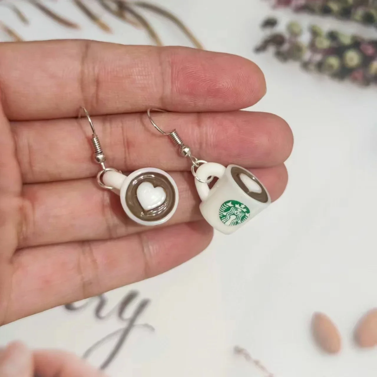 Cute Girls Earrings Mini Coffee Cup Cartoon Jewelry