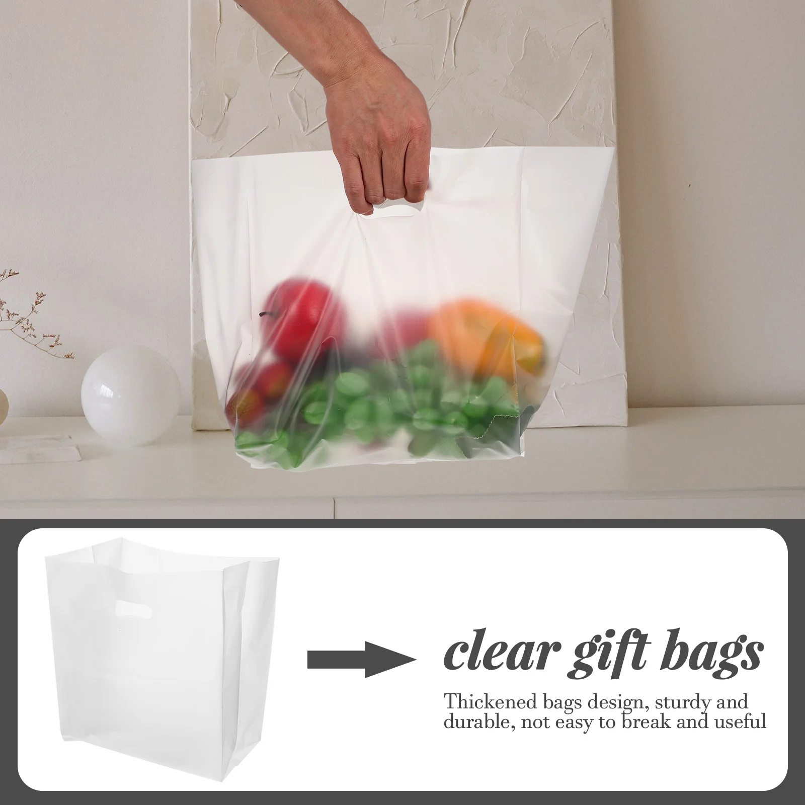 

50 Pcs Fast Food Bento Bag Bags for Small Business Bakery Reusable Tote Packaging Party Gift Plastic Hand Retail Bulk