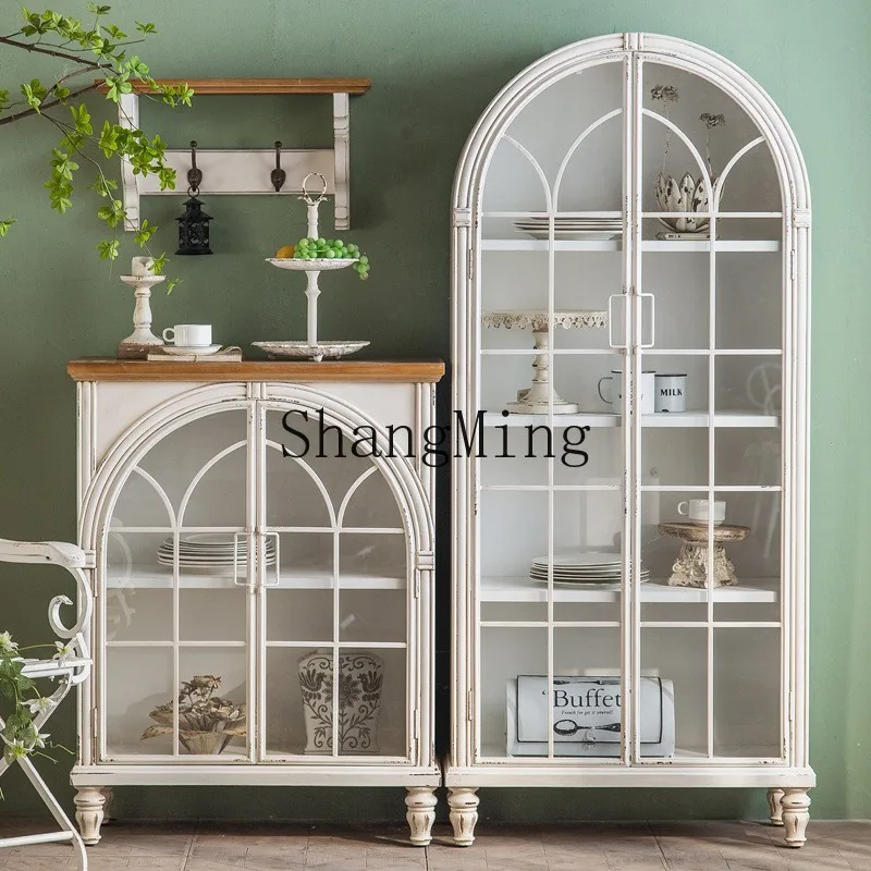 SM new white arch storage entrance cabinet decorative dining side cabinet shopping mall nail salon display cabinet