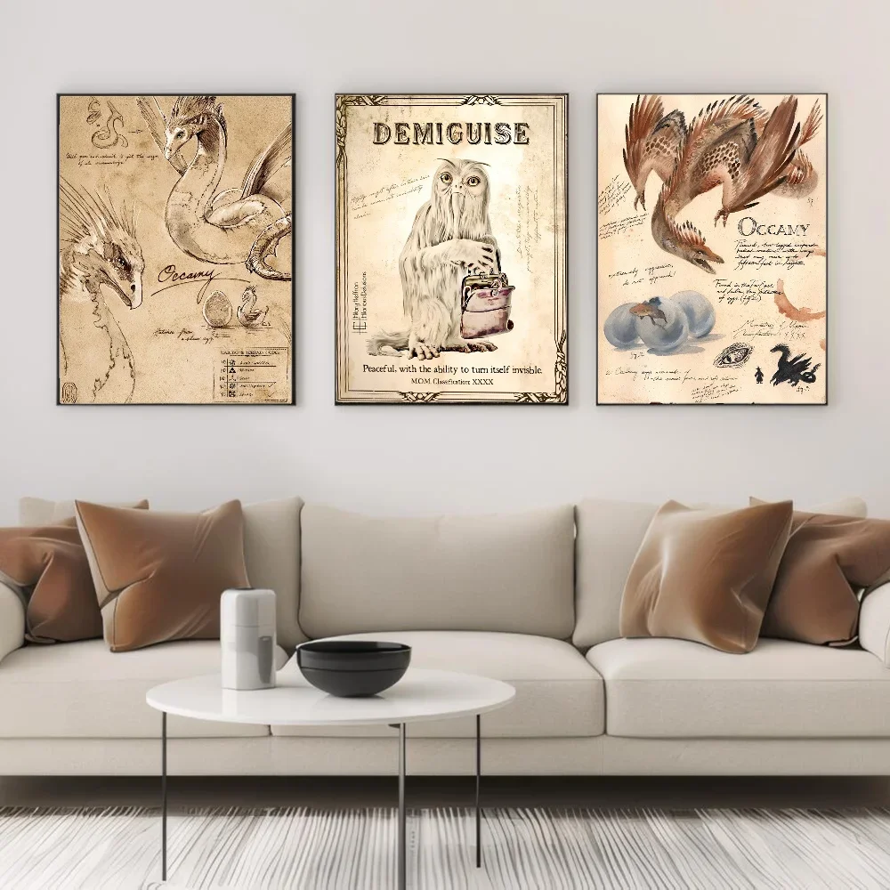 H-Harry P-Potter M-Magical C-Creatures D-Dementors Classic Poster Art Wall  Decor Game Room Decor