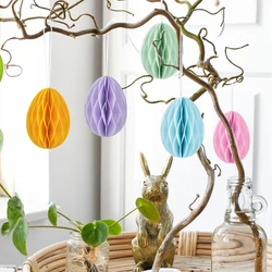 2025 Happy Easter Theme Party Egg Honeycomb Balls Decoration Thick Paper Honeycomb Ball Ornaments Hanging Pendants