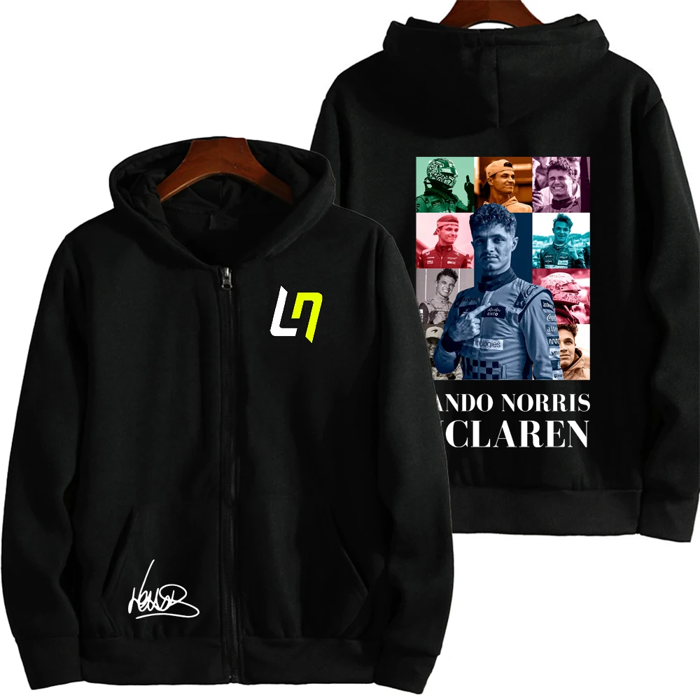 Lando Norris 4 Logo Racing Team Homens Zipper Hoodie Primavera