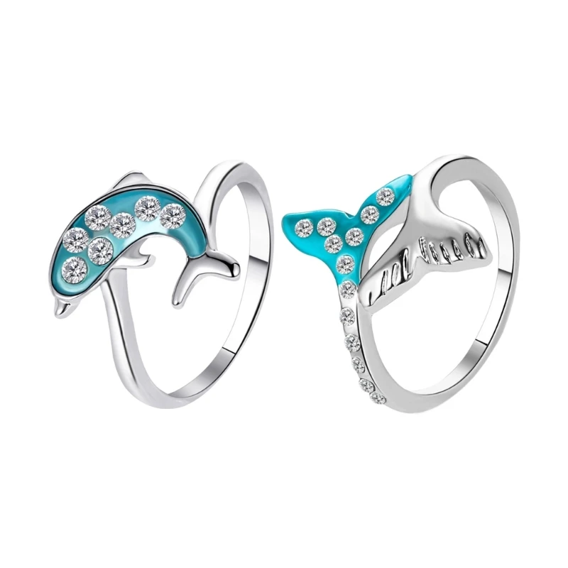 367C Stylish Blue Fish Tail Rings Green Manufacturing Process Long Time Wear