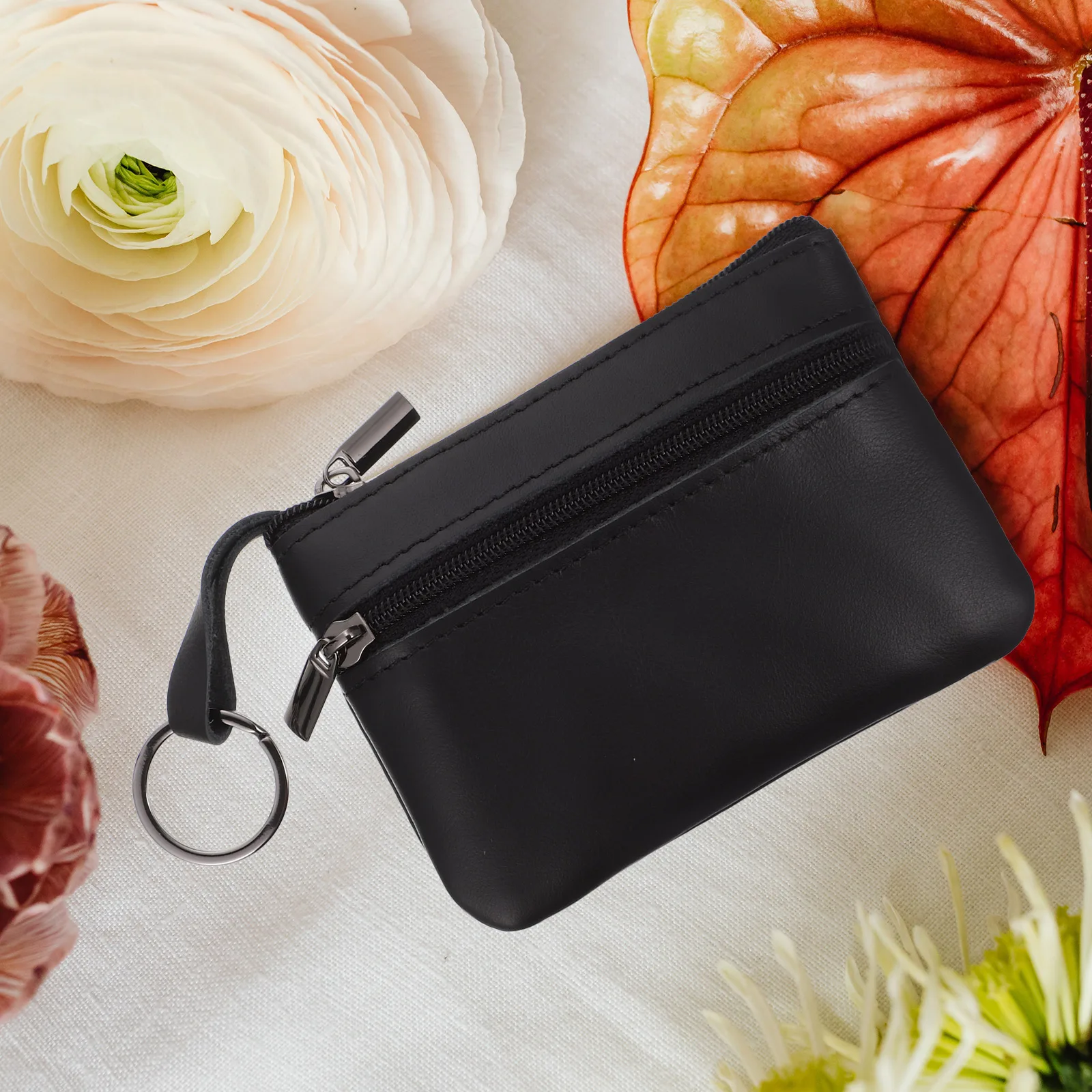 

Coin Purse Small Zipper Wallet Short Change Purse Keychain Design Durable Coin Storage Bag for Gifts