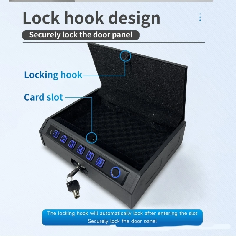 Biometric Safe Case with Keypad and Backup Access, Portable Steel Lock Box with Soft Interior for Bedside Drawer or D2RC