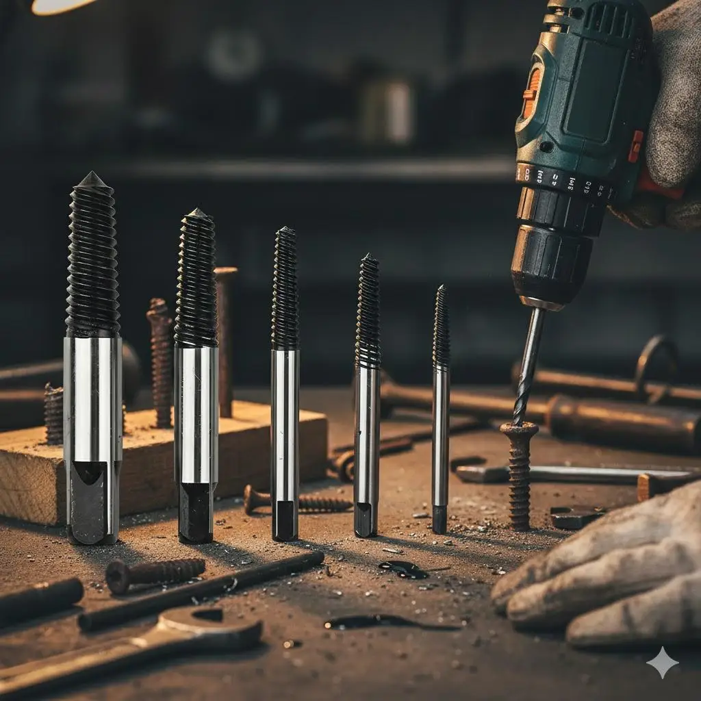 Kit Extractor de Tornillos Doble Hélice de Grado Industrial, Juego de 5 y 6 Piezas para Reparación Automotriz, Antideslizante