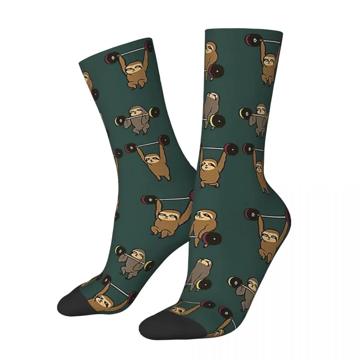 Funny Sloth Weightlifting Socks Sweat Absorbing Stockings All Season Long Socks Accessories for Man's Woman's Christmas Gifts