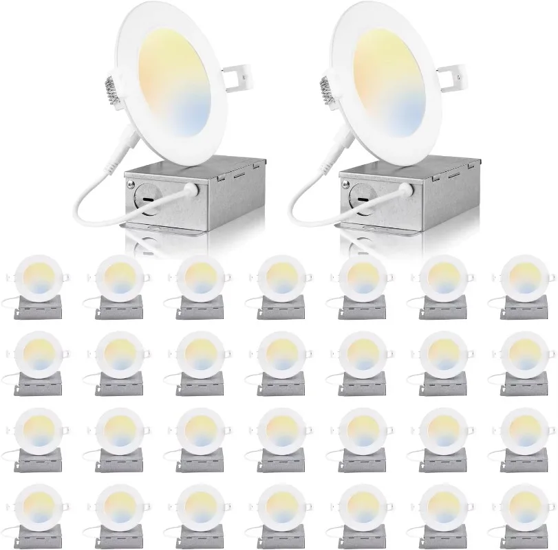 Ceiling light 6 inch 5CCT aluminum LED junction box 2700K optional dimming Can-Killer downlight 900LM high brightness