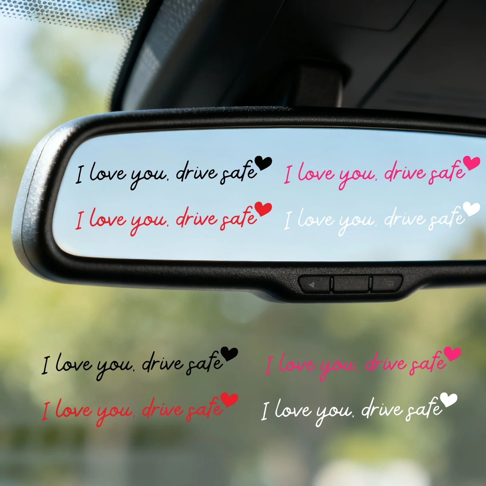 I Love You Drive Safe Mirror Sticker Set Cute Vinyl Car Decal for Women Rearview Mirror Sedan Truck SUV Decoration