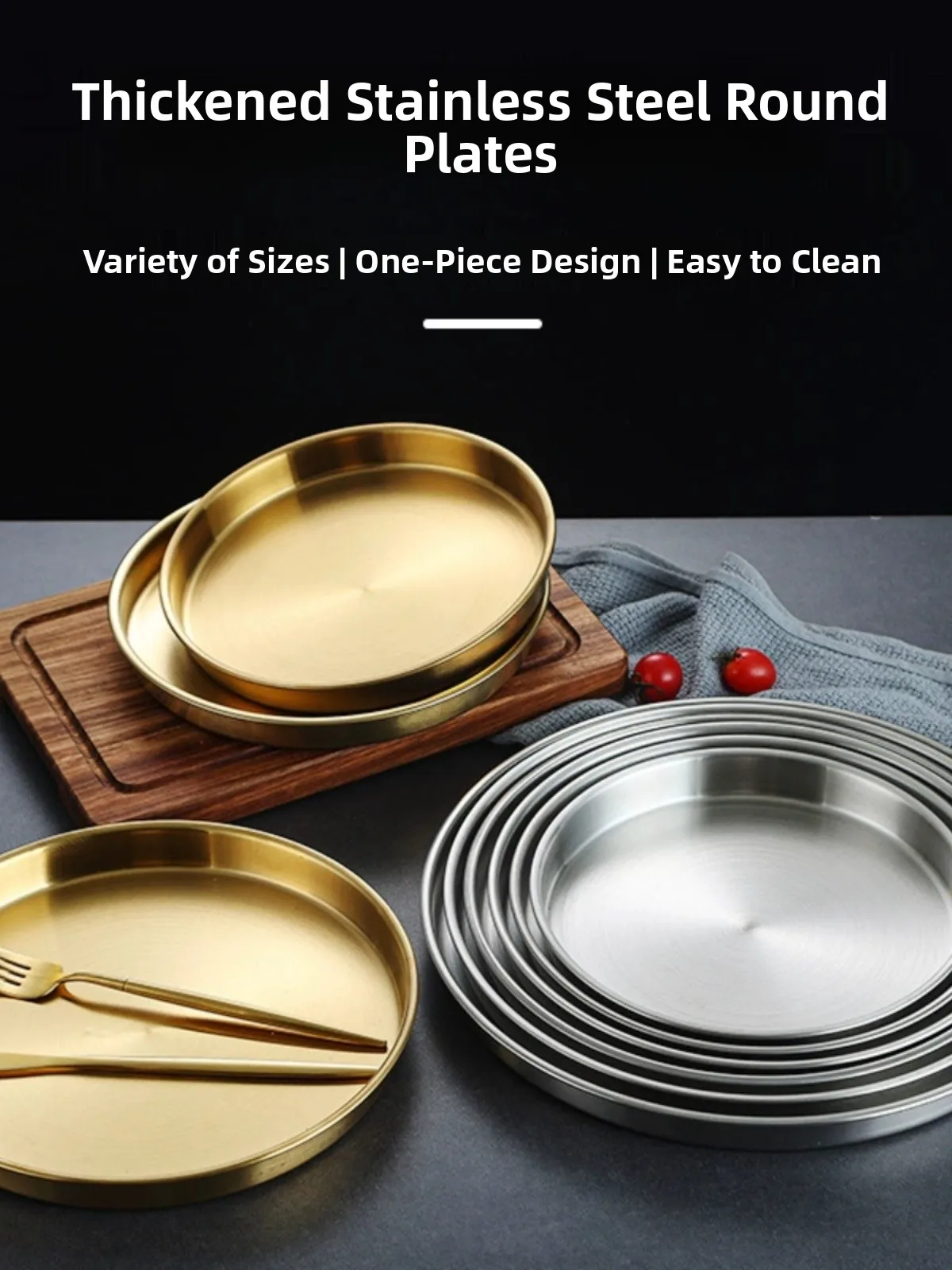 

Круглый глубокий поднос из нержавеющей стали (сталь) для барбекю, хот-пота, кофе, фруктов, сервировки, корейский стиль