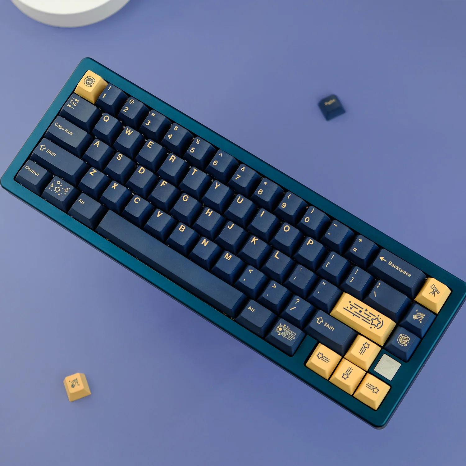 KYOMOT Stargaze Keycap 130 Key/Set Cherry Profile PBT Dye Sub Golden Keycaps for Cherry MX Switch Games DIY Mechanical Keyboard