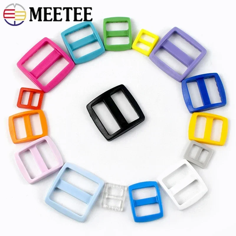 10-50Pcs 10-25mm Plastic Ring Bag Straps Tri-Glide Slider Buckles Adjust Clasps Pet Collar Backpack Colored Buckle Accessories